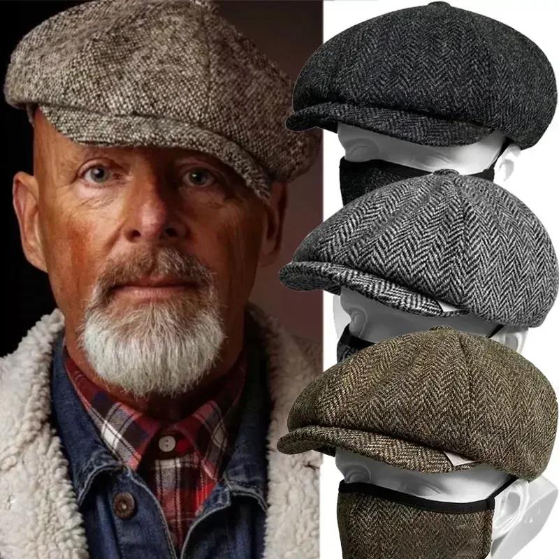 Chapeau classique pour hommes casquettes Vintage rétro Tweed Peaky Blinders béret chapeau casquette 