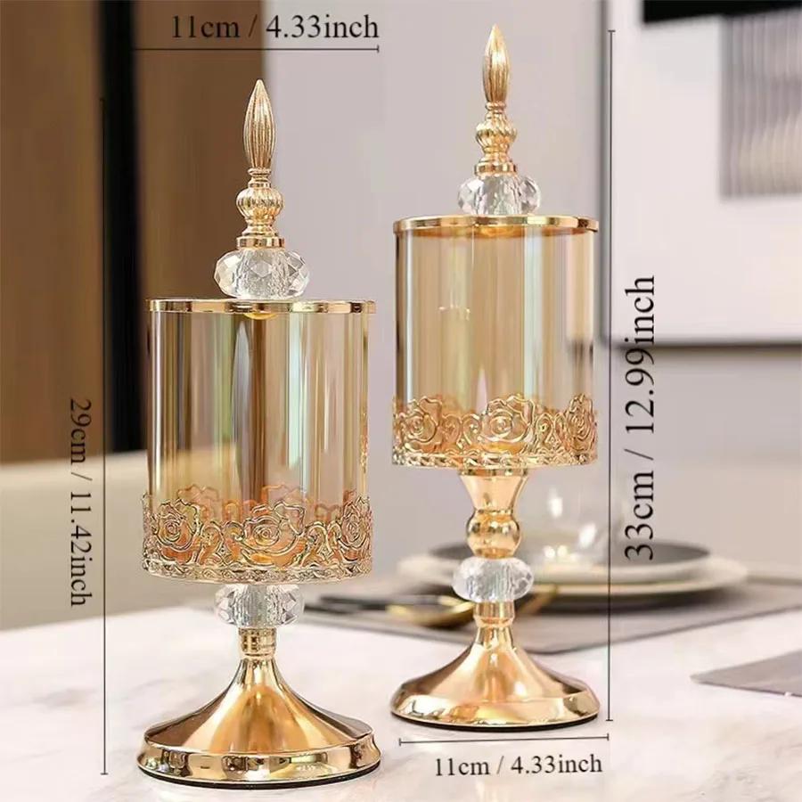 Pot de rangement en verre cristal de luxe léger avec couvercle, style européen et américain, pour ta