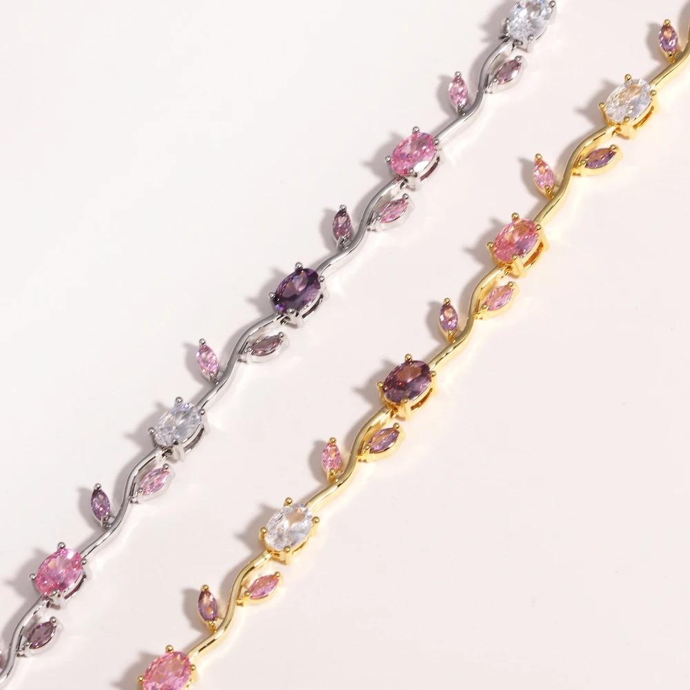 Bracelets de marque en zircone cubique pour femmes, bijoux de mariée, demoiselle d'honneur, cadeau p