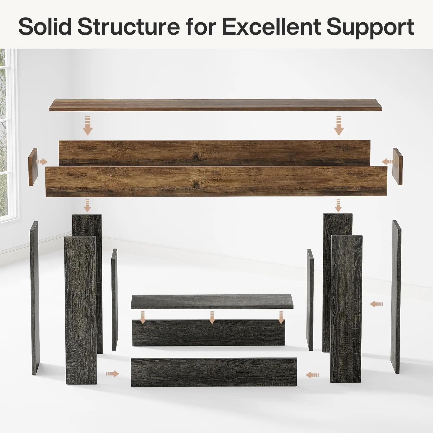 Tribesigns Table console de 63 pouces, table d'entrée à 2 niveaux avec base en forme de U, table de 