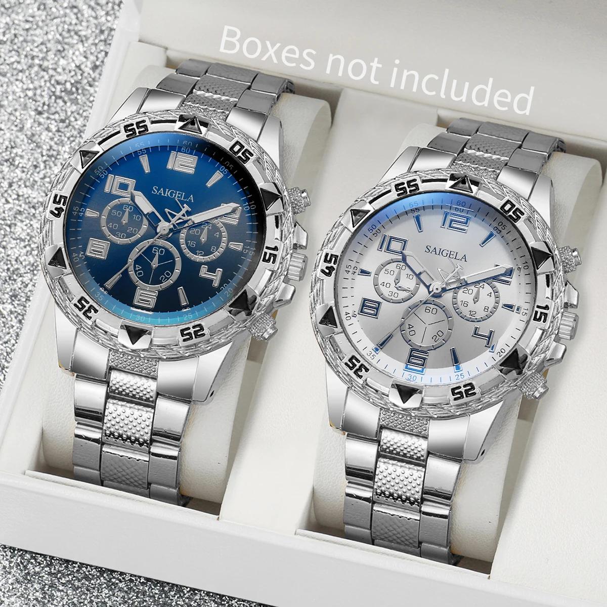 Ensemble de montres à quartz pour hommes d'affaires, cadran arabe, bracelet en acier, mode masculine