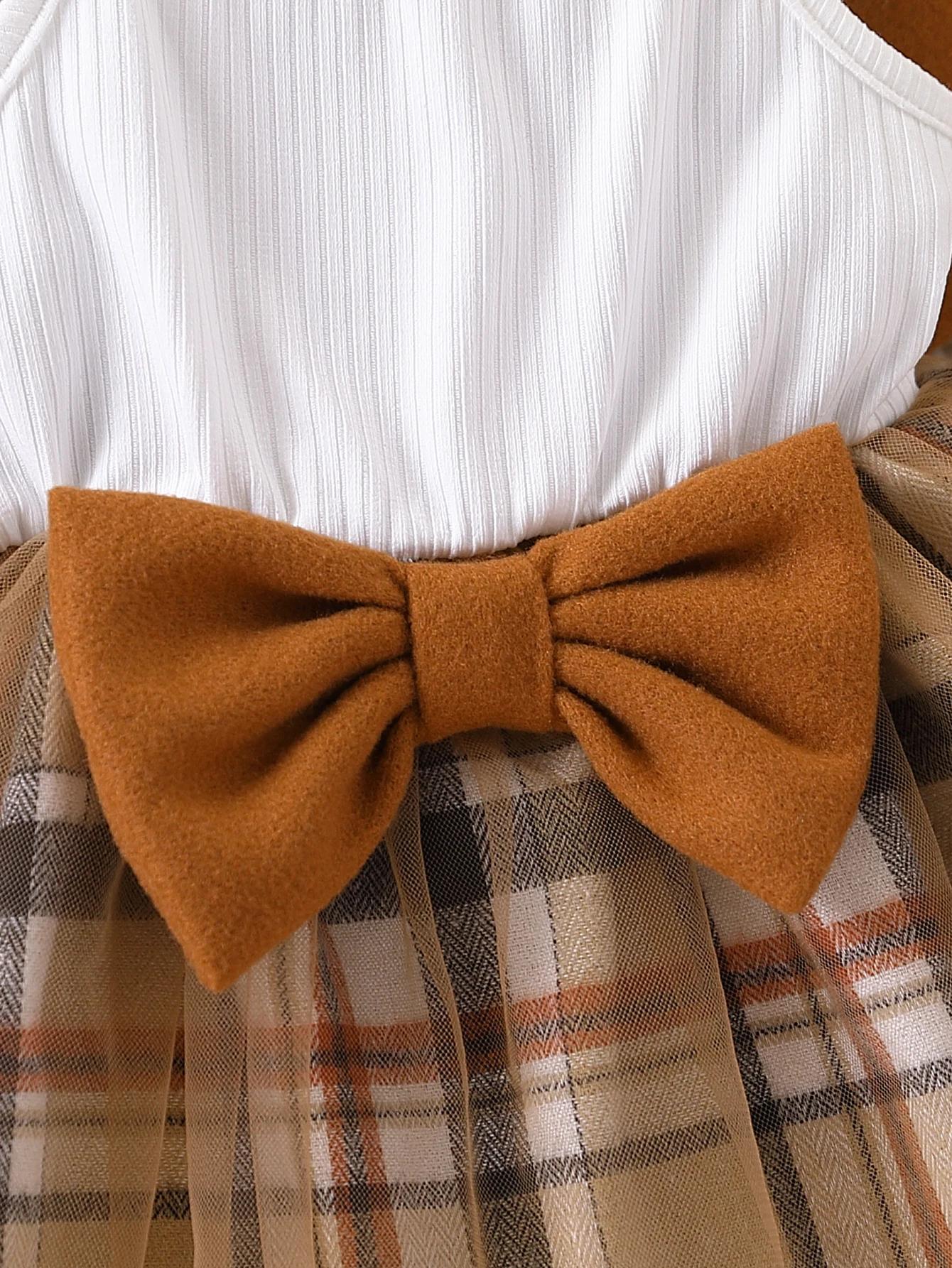 Ensemble jupe et veste courte en tulle à carreaux pour bébé fille