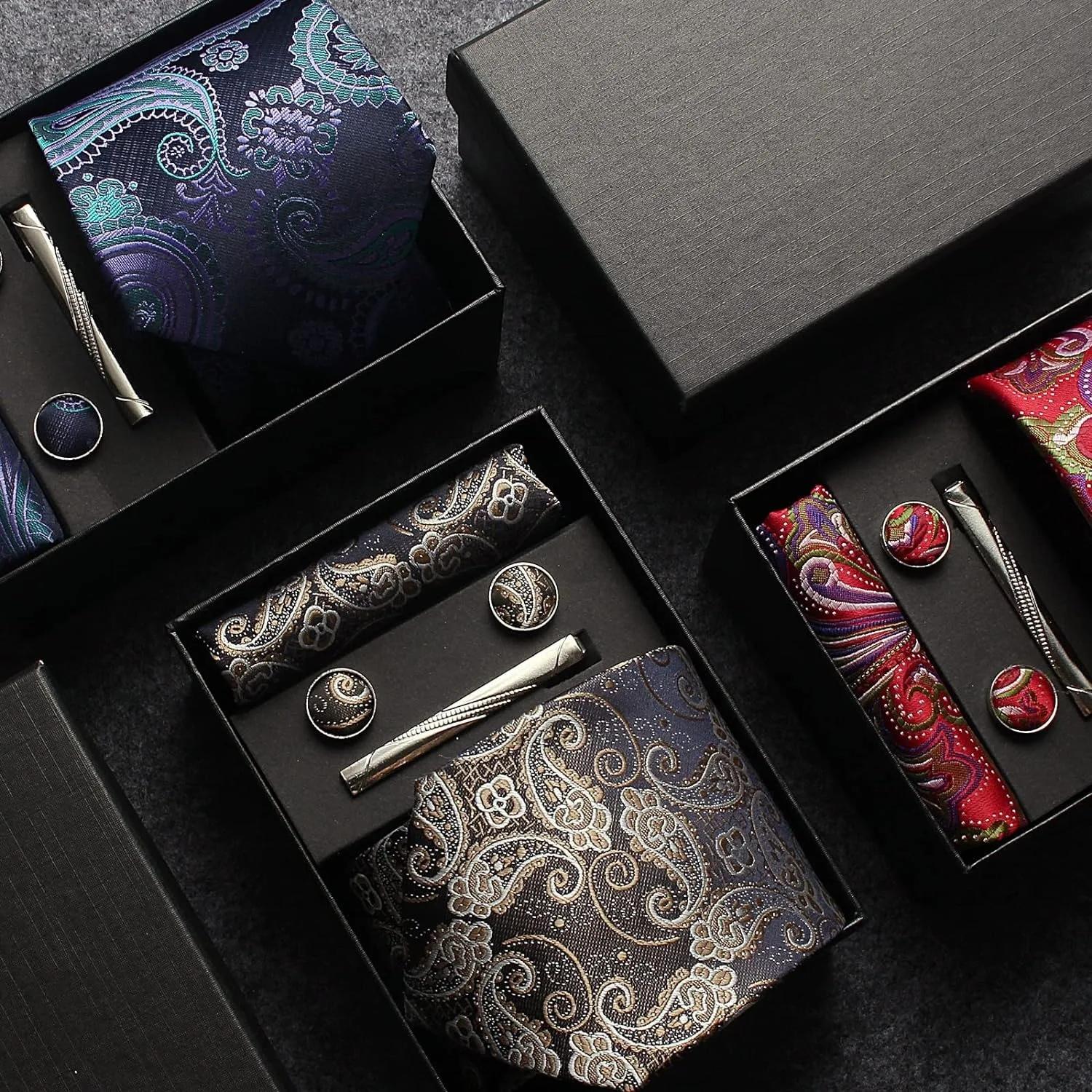 100% soie cravate Paisley Floral hommes cravate de qualité supérieure affaires cravate poche carré c