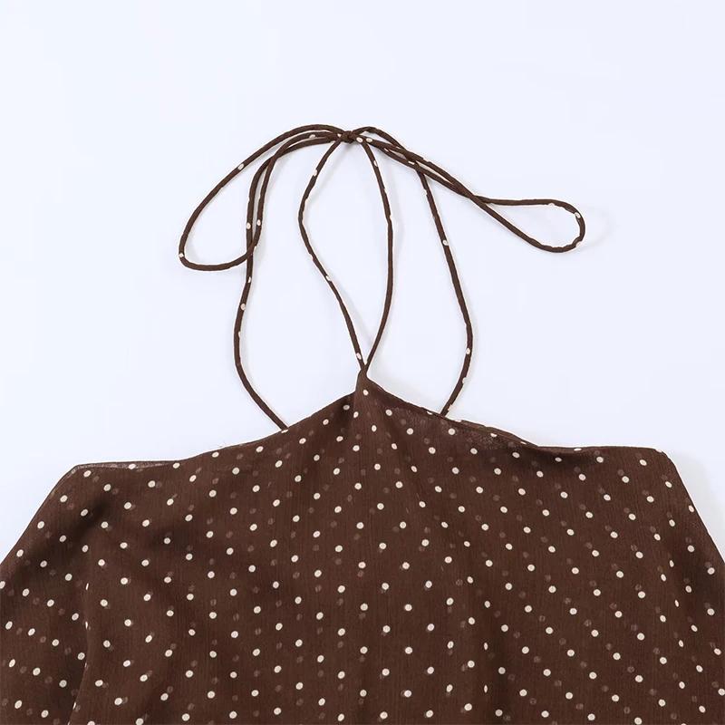 Nouvelle Robe d'Été Femme 2026 Tendance Col Cascade Élégante Jeunesse Robes de Soirée Chic à Pois Mi
