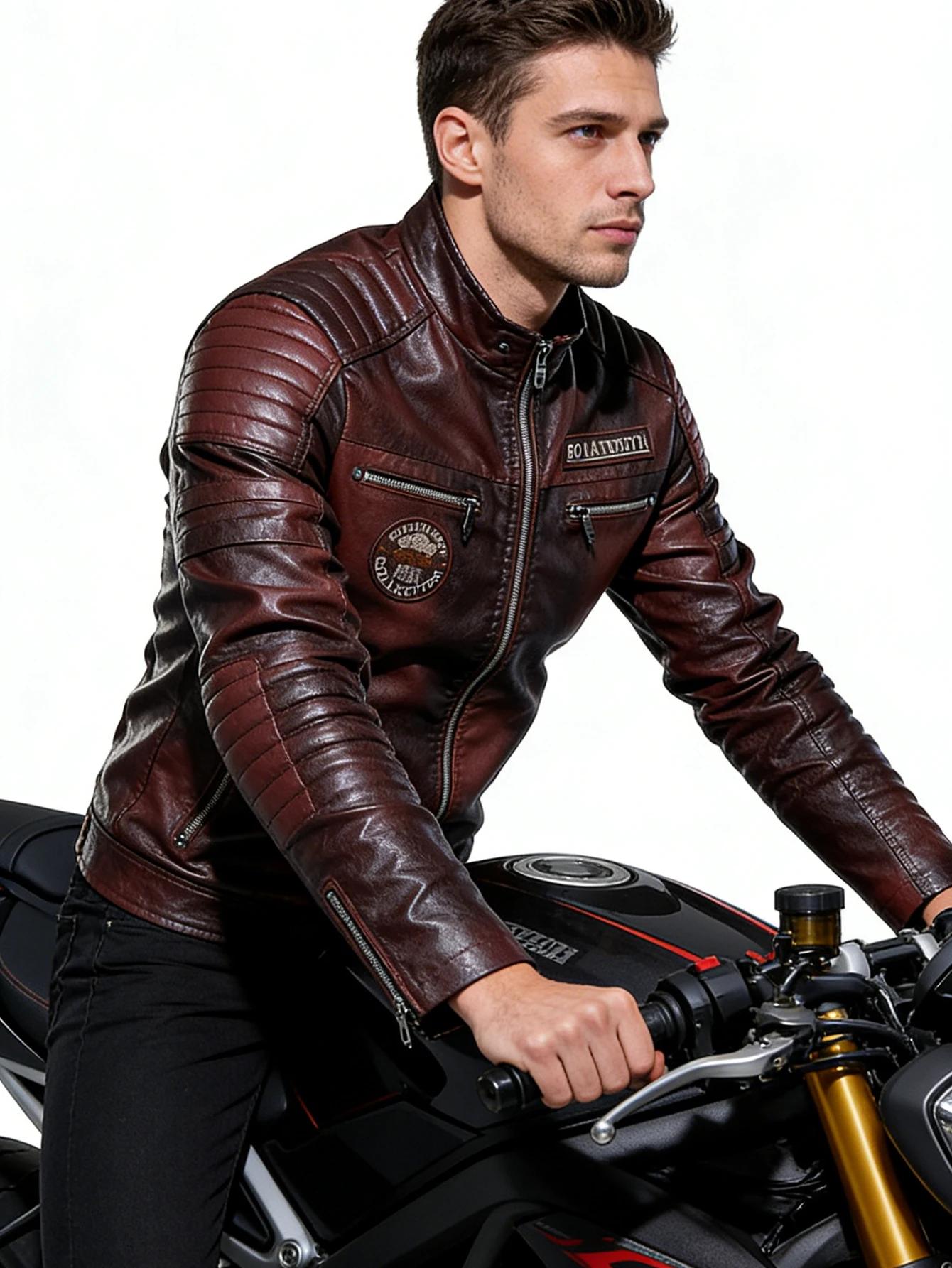 Veste en cuir à col montant pour hommes, vêtements d'extérieur légers en simili cuir pour moto