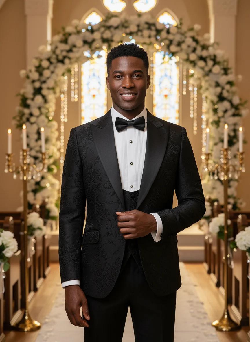 Costume homme de luxe ST Cassy, ensemble 3 pièces, noir, pour dîner, soirée, banquet, mariage, cérém