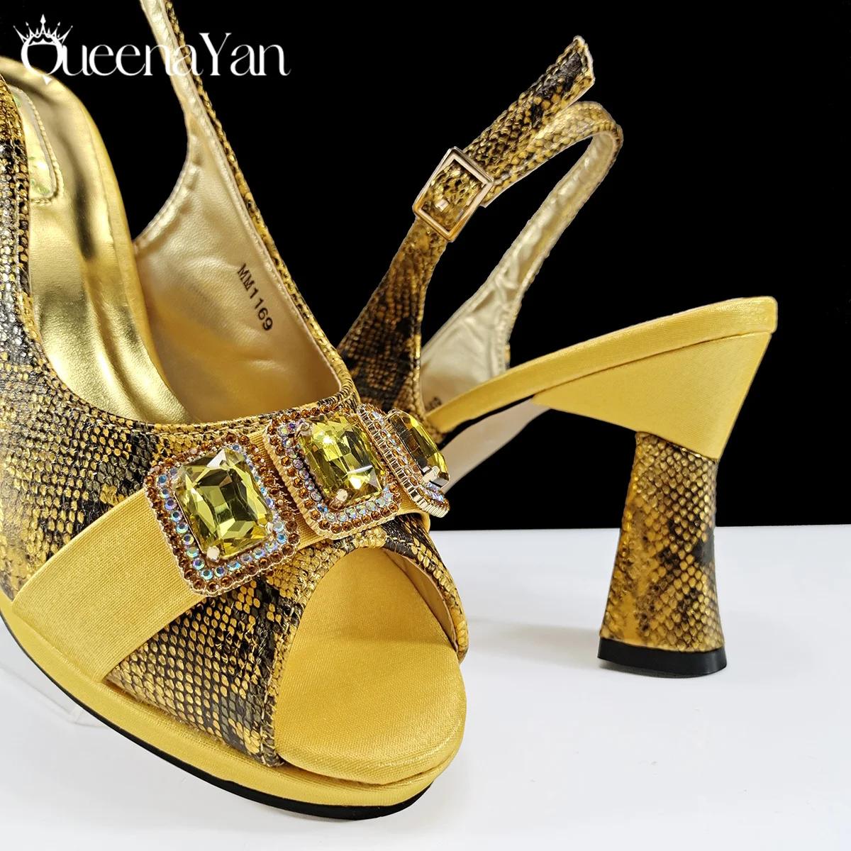 Queena Yan – ensemble de chaussures et de sacs de fête italiens luxueux pour femmes, sandales élégan