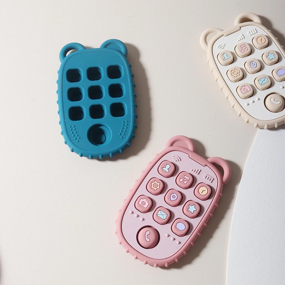 Anneau de dentition en Silicone en forme de téléphone portable pour bébé, jouet éducatif sensoriel p