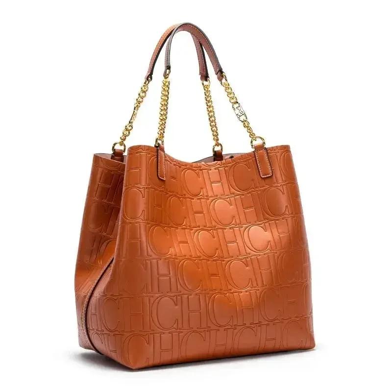 Sac fourre-tout CH pour femmes, sac à main de luxe de créateur, sac à bandoulière en cuir gaufré ten