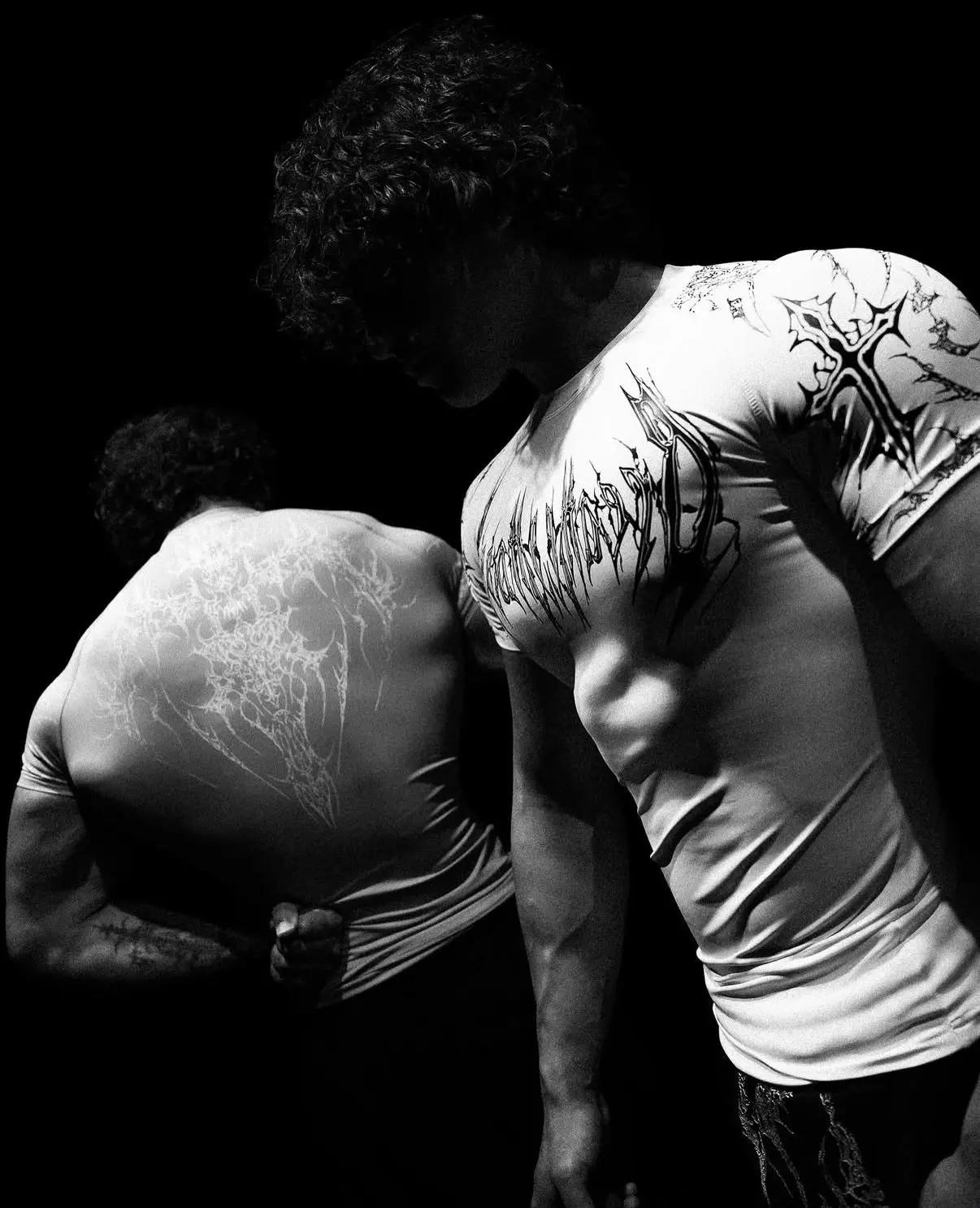 T-shirt de sport pour homme à séchage rapide, col rond, compression, manches courtes, pour la course