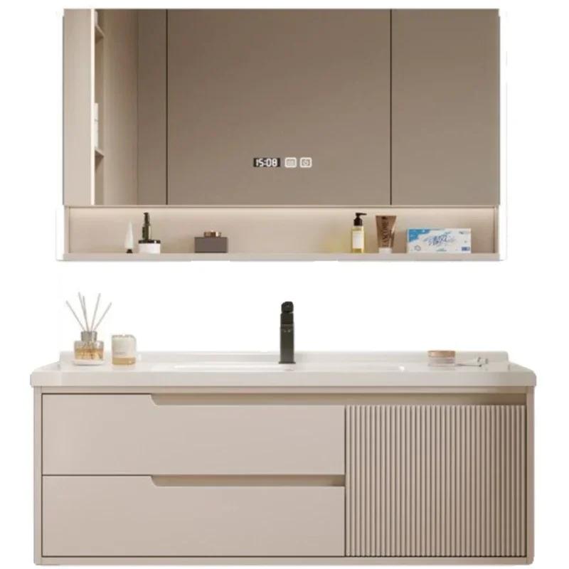 Miroir étroit blanc armoires de salle de bain placard de rangement lavabo intelligent armoires de sa