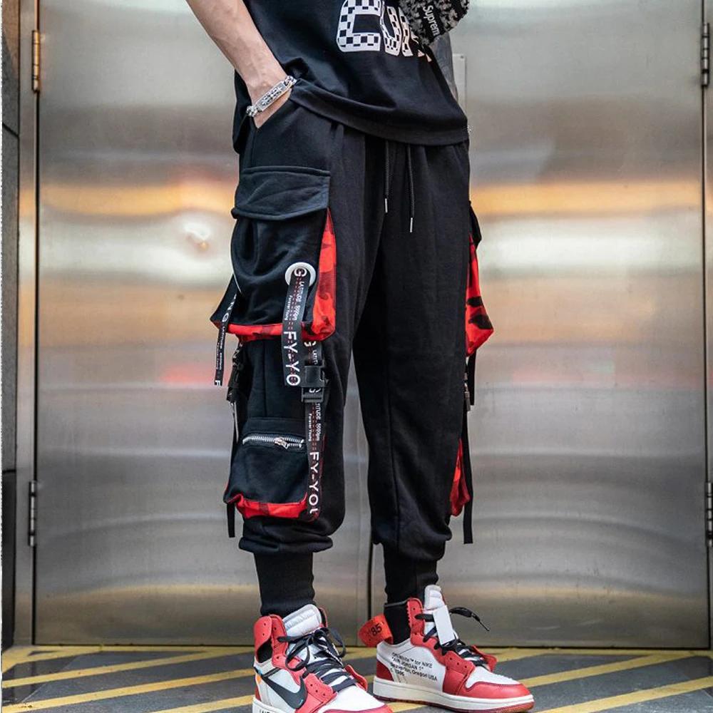 Pantalon Cargo pour hommes, décontracté, Hip Hop, couleur frappée, poches multiples, Streetwear, rub