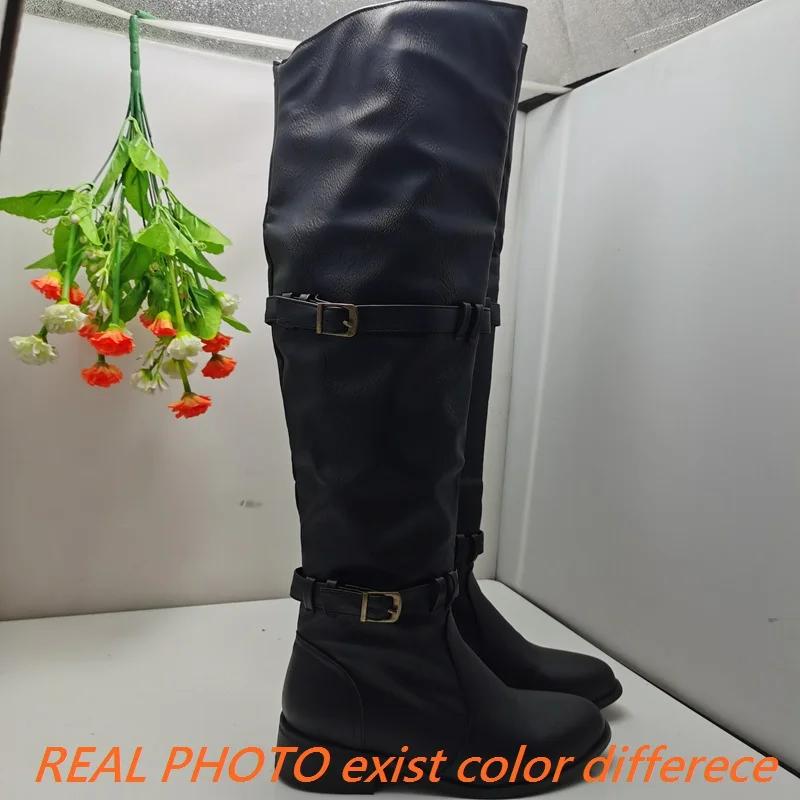 SIMLOVEbalance-Cuissardes à talons larges pour femmes, chaussures de nuit, à enfiler, taille 47 et 4
