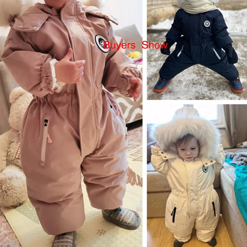 Combinaison de Ski chaude pour bébé, automne et hiver, salopette en velours pour garçons et filles, 