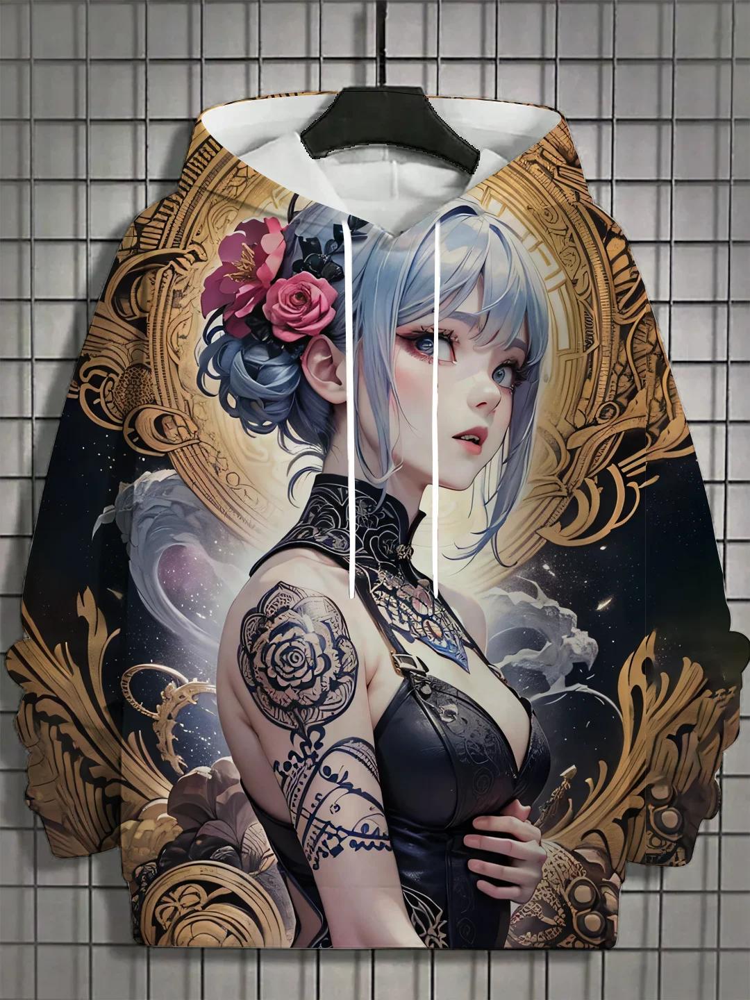 Sweat à capuche de sport pour hommes, unisexe, impression 3D HD, Anime Girl, pulls à la mode Harajuk