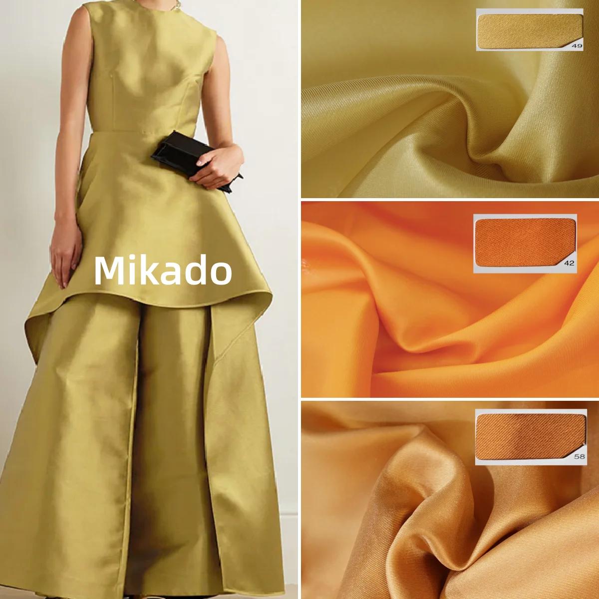 Tissu en satin sergé de couleur unie, dur et croustillant, pour robe de mariée de styliste Mikado, à