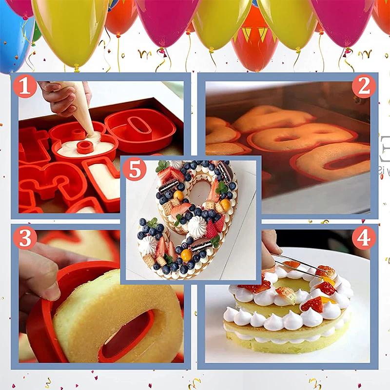 LMETJMA 10 pouces 3D grand nombre moule à gâteau 0-9 moules à gâteaux en Silicone numérique formes d