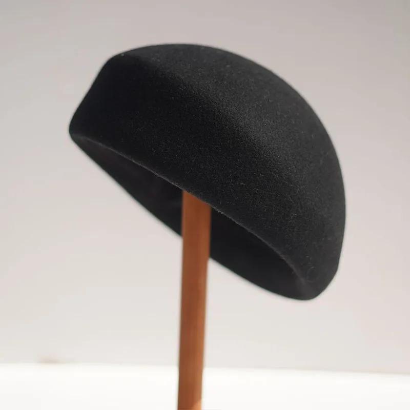 Béret en feutre de laine de style français pour femmes, chapeaux d'hiver formels, pilulier, Derby, c