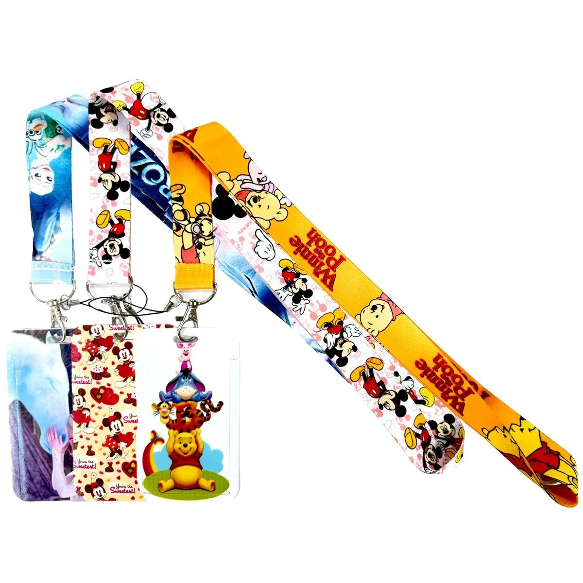 Porte-identifiant Disney Mickey Mouse, lanière ours, corde de téléphone, porte-carte d'identité, san