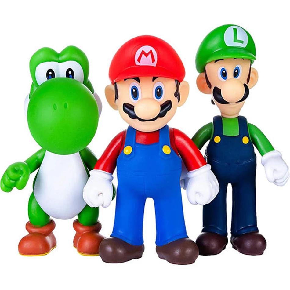 2026 Hot Super Mario Bros Luigi Yoshi Mario poupées de dessin animé figurines d'anime modèle de coll