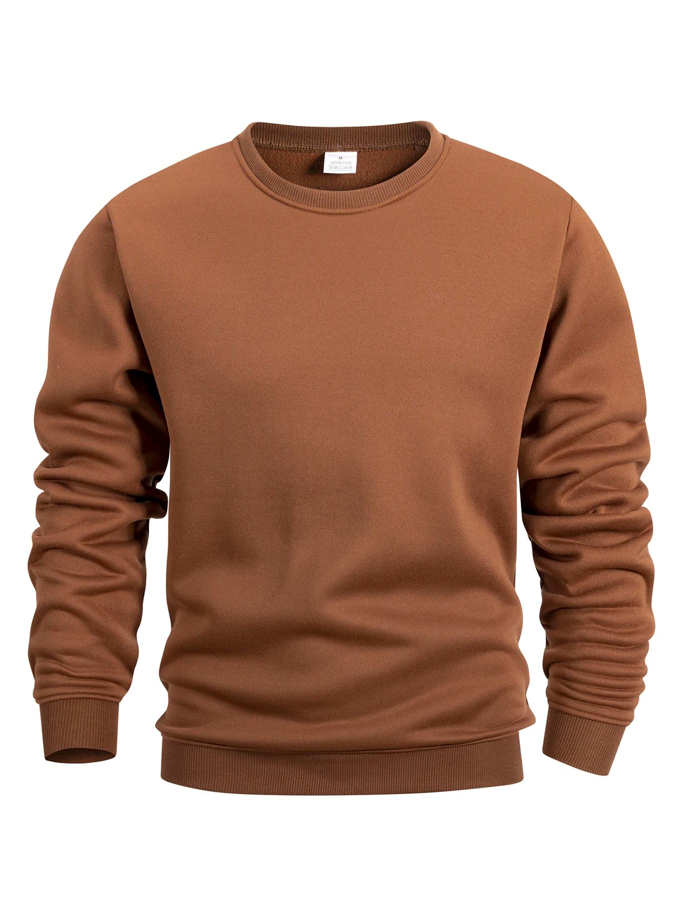 Sweat-shirt à col rond pour hommes, couleur unie, printemps, extérieur, décontracté, quotidien, manc