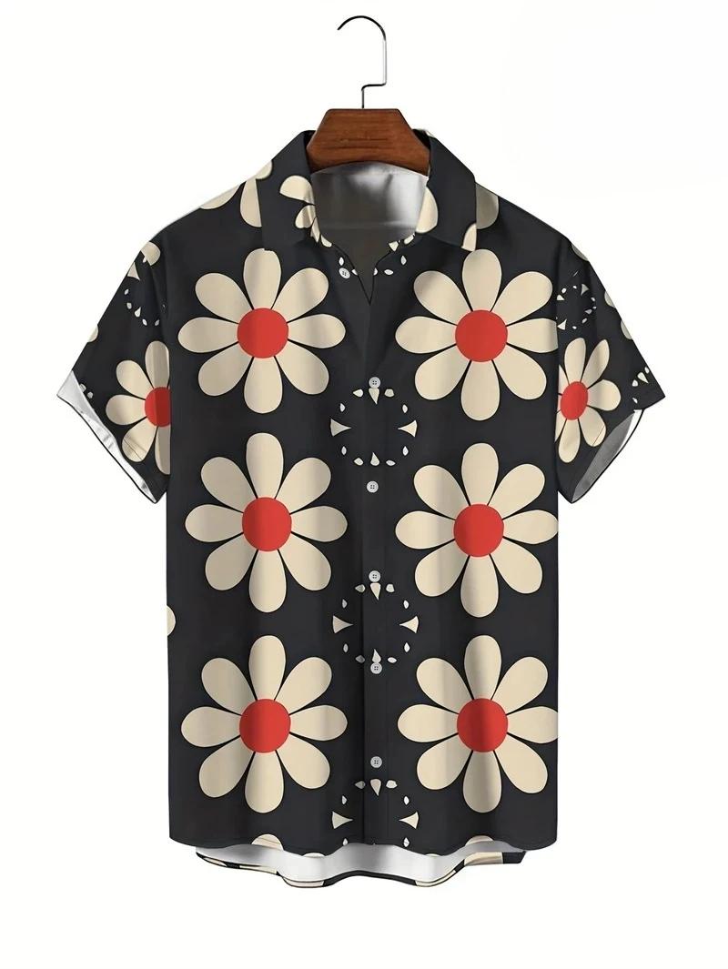 Chemises florales hommes Hawaii vacances fête Blouse 2025 revers plage chemise fleur Camisas à manch