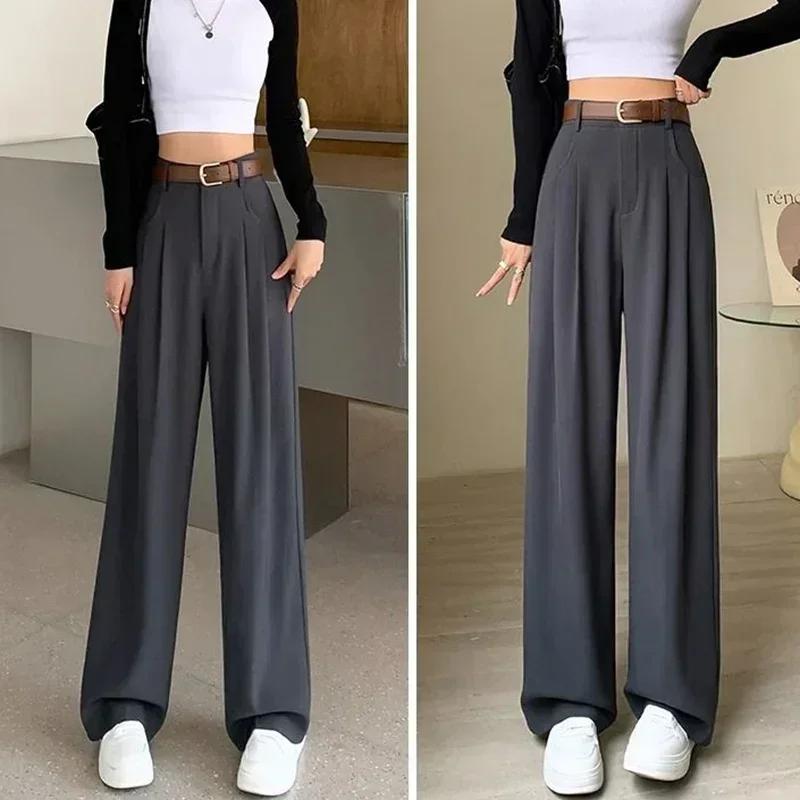 Femmes mode costume pantalon dame respirant Baggy taille haute jambe large pantalon d'été dame jambe