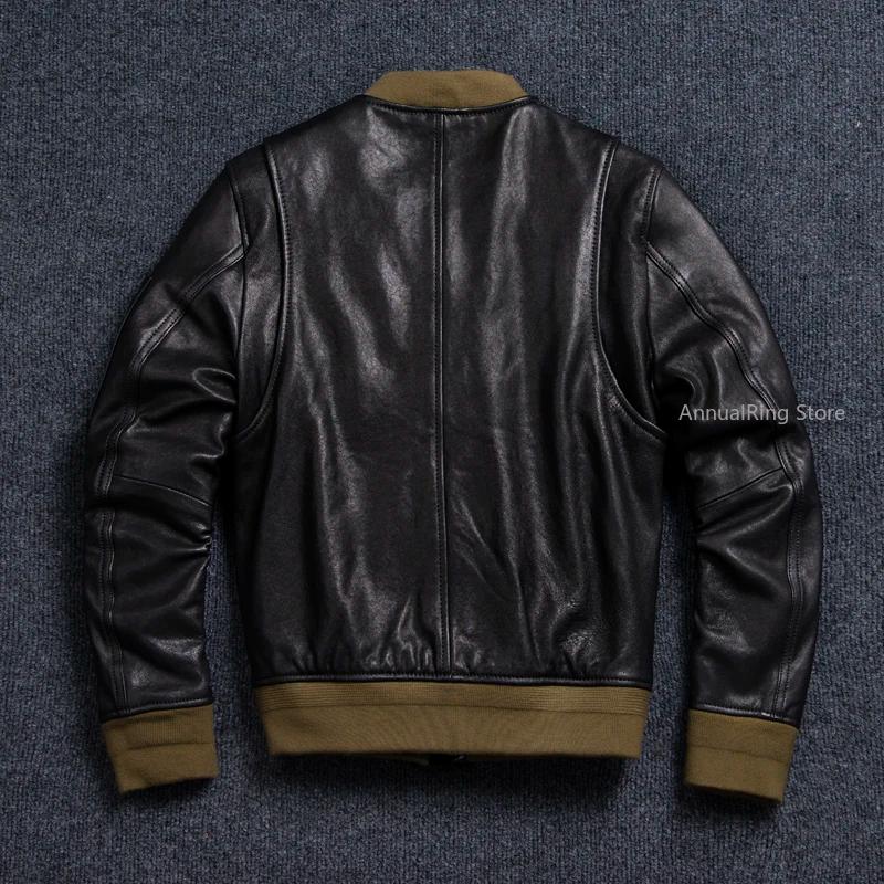 Bomber Ma-1 veste en cuir véritable hommes manteau en peau de mouton tanné naturel Vintage Air Force