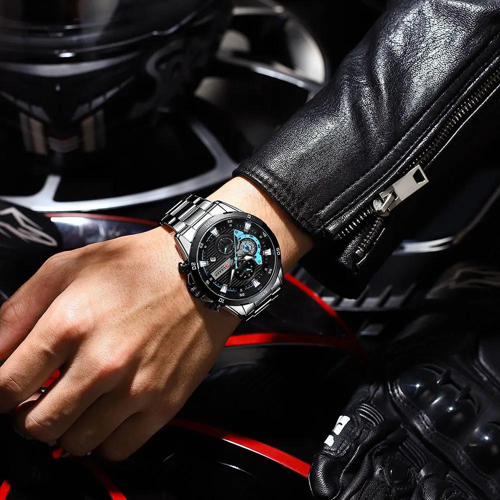 Montres en acier inoxydable pour hommes, mode créative, cadran lumineux avec chronographe, horloge d