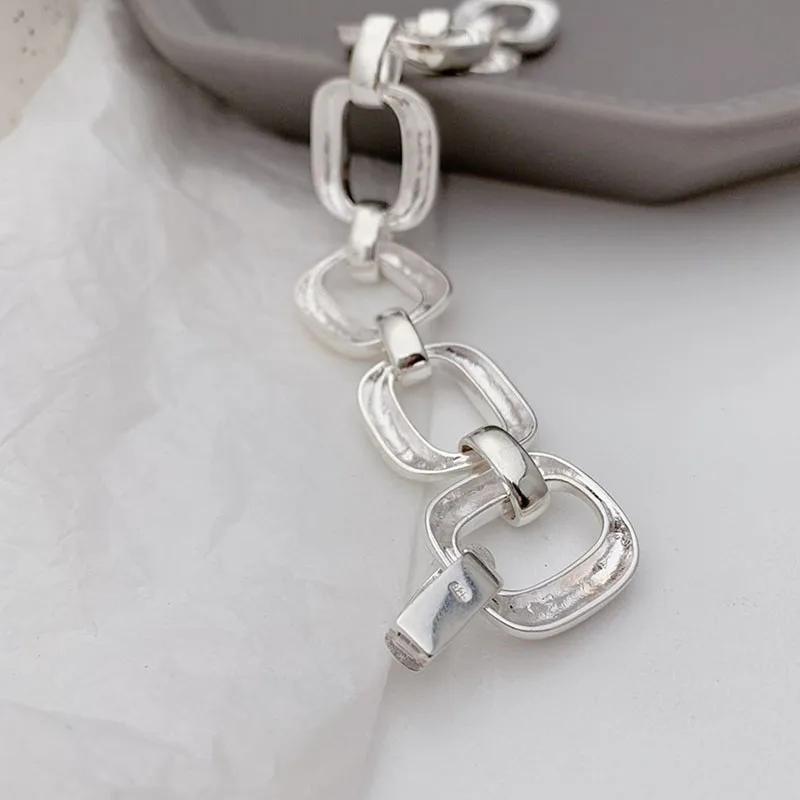 Bracelets en argent Sterling 925 pour femmes, tendance Hip Hop, Vintage, chaîne épaisse, Design géom