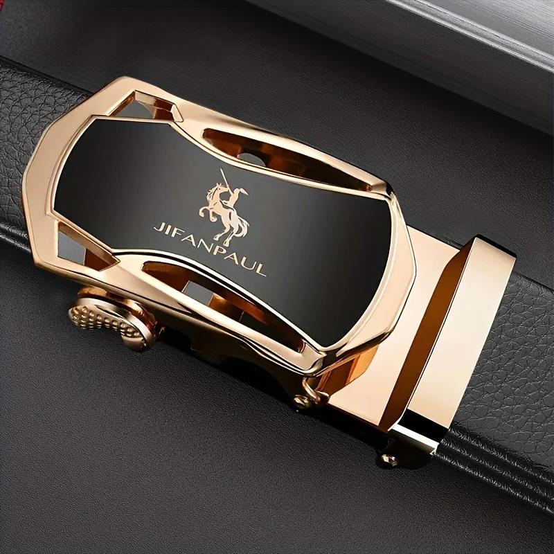 JIFANAUL hommes célèbre marque ceinture de haute qualité en cuir ceinture de luxe en métal boucle au