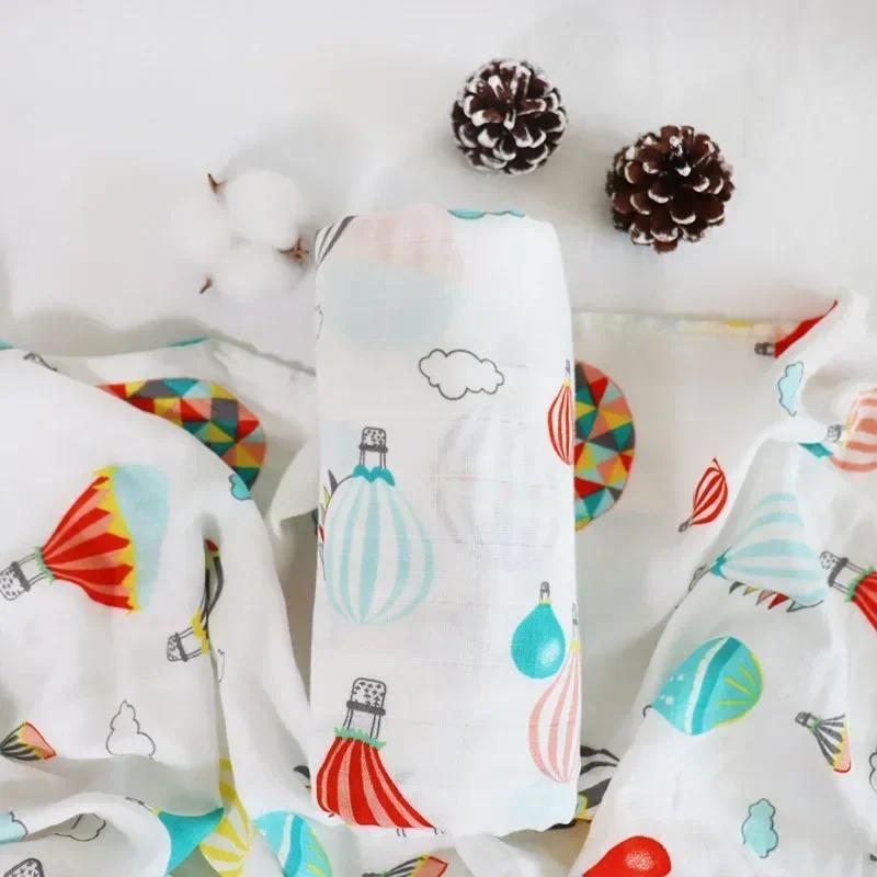 Couverture en Mousseline de Coton et Bambou Doux pour Bébé, Serviette de Bain Ronde pour Poussette, 