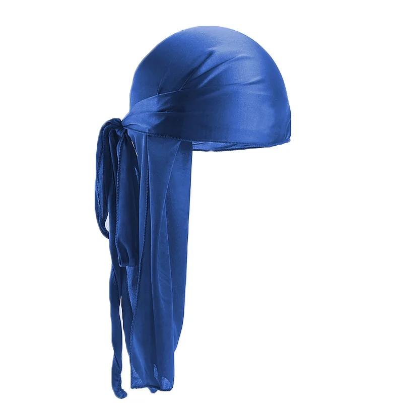 Unisexe longue soyeuse Durag longue queue foulard soyeux musulman Doo chiffon Pirate chapeau Durag c