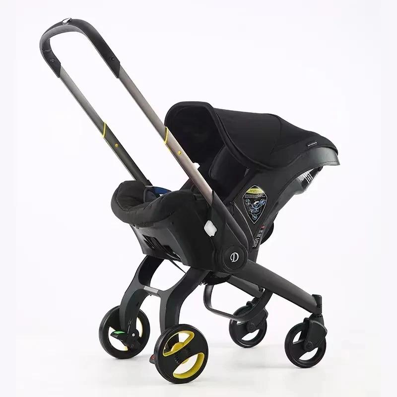 Système de poussette et siège auto 2 en 1 avec design pliable pour nouveau-nés, léger, compact et sû