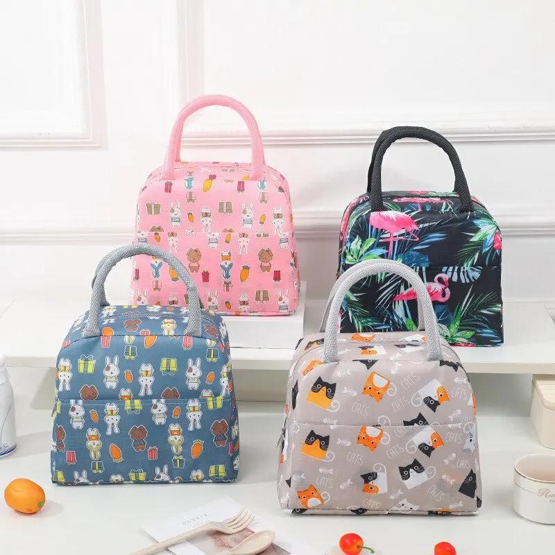 Sac à lunch isotherme de dessin animé pour enfants, sac à bento portable, fourre-tout de pique-nique