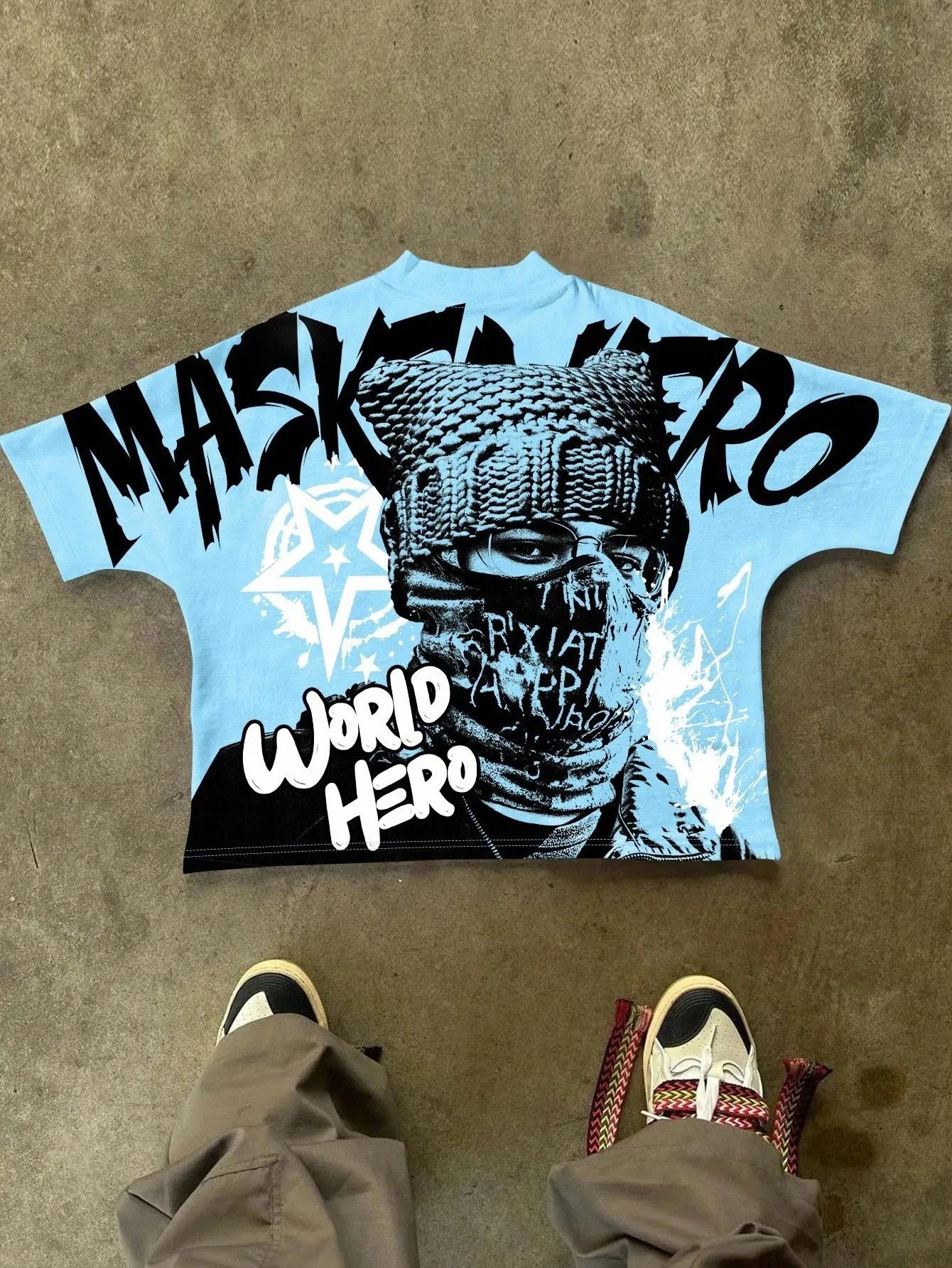 Le nouveau T-shirt pour hommes pour l'été 2025 présente une impression de motifs d'étoiles 3D décont
