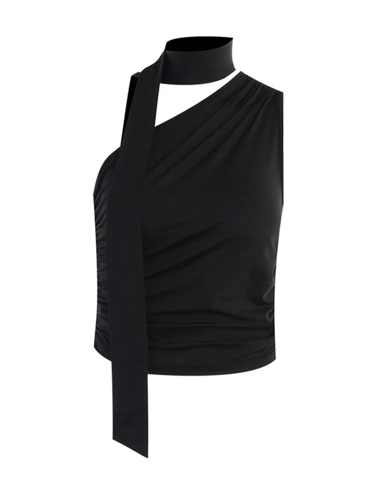 Débardeur dos nu Sexy pour femmes, épaules dénudées, col licou, Vintage, sans manches, haut court, v