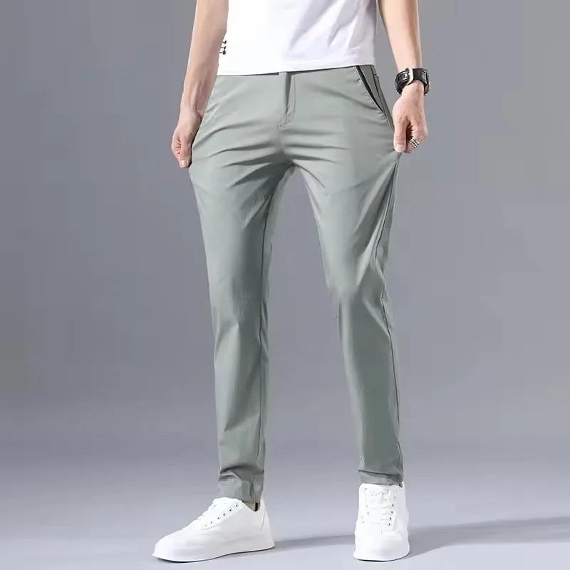 2025 printemps automne mince mince hommes pantalons décontractés classique affaires coton Stretch Go