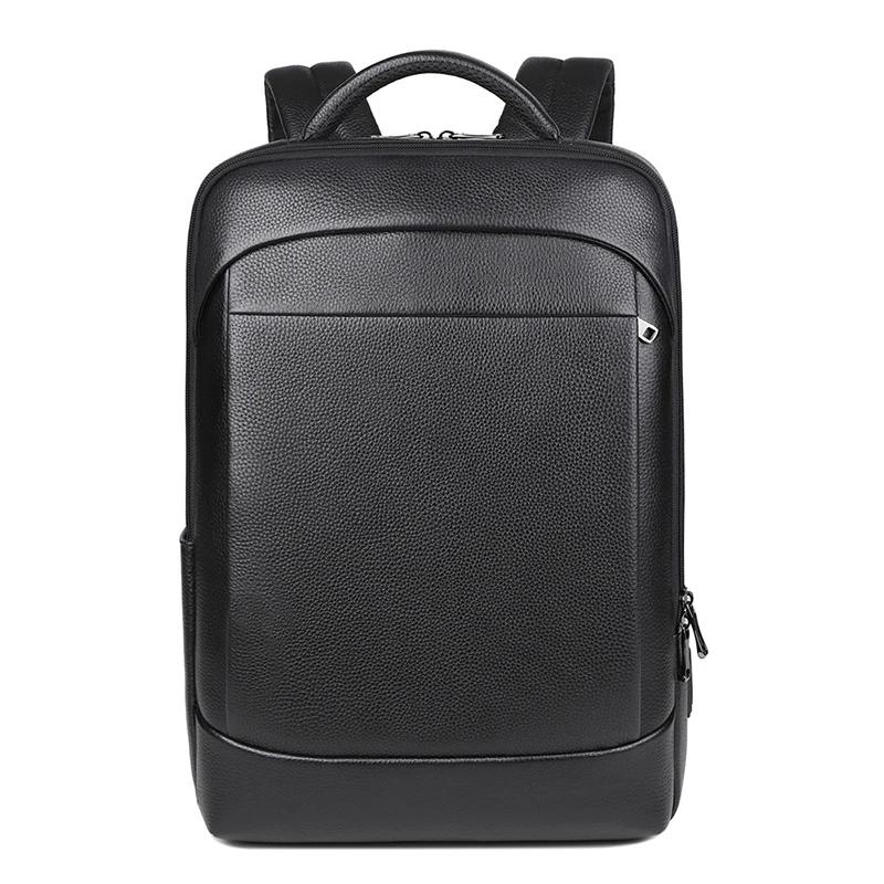 100% sac à dos en cuir véritable hommes 15.6 pouces sac à dos pour ordinateur portable USB Charge an
