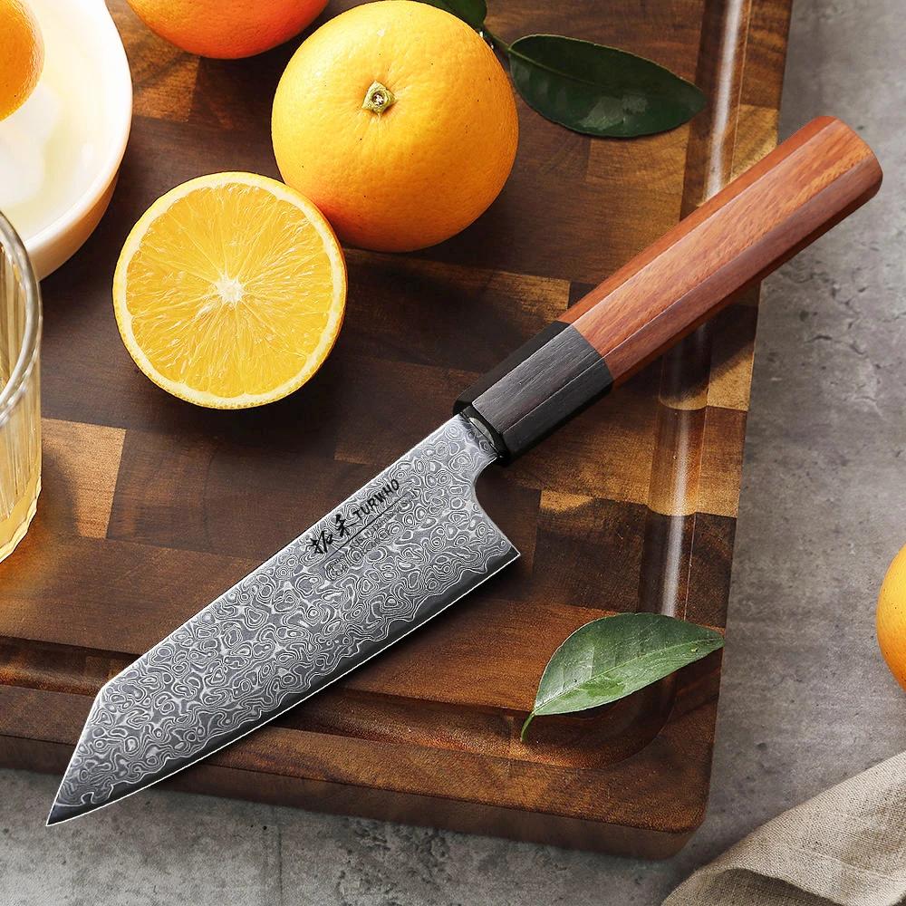 TURWHO 5 "couteau utilitaire de cuisine japonais forgé à la main en acier damas couteaux de Chef lég