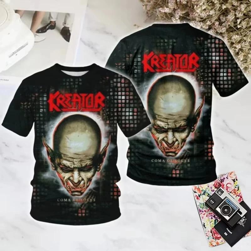 Nouveau Rock Kreator Band 3D imprimé hommes et femmes T-shirts mode manches courtes Hip Hop rue haut
