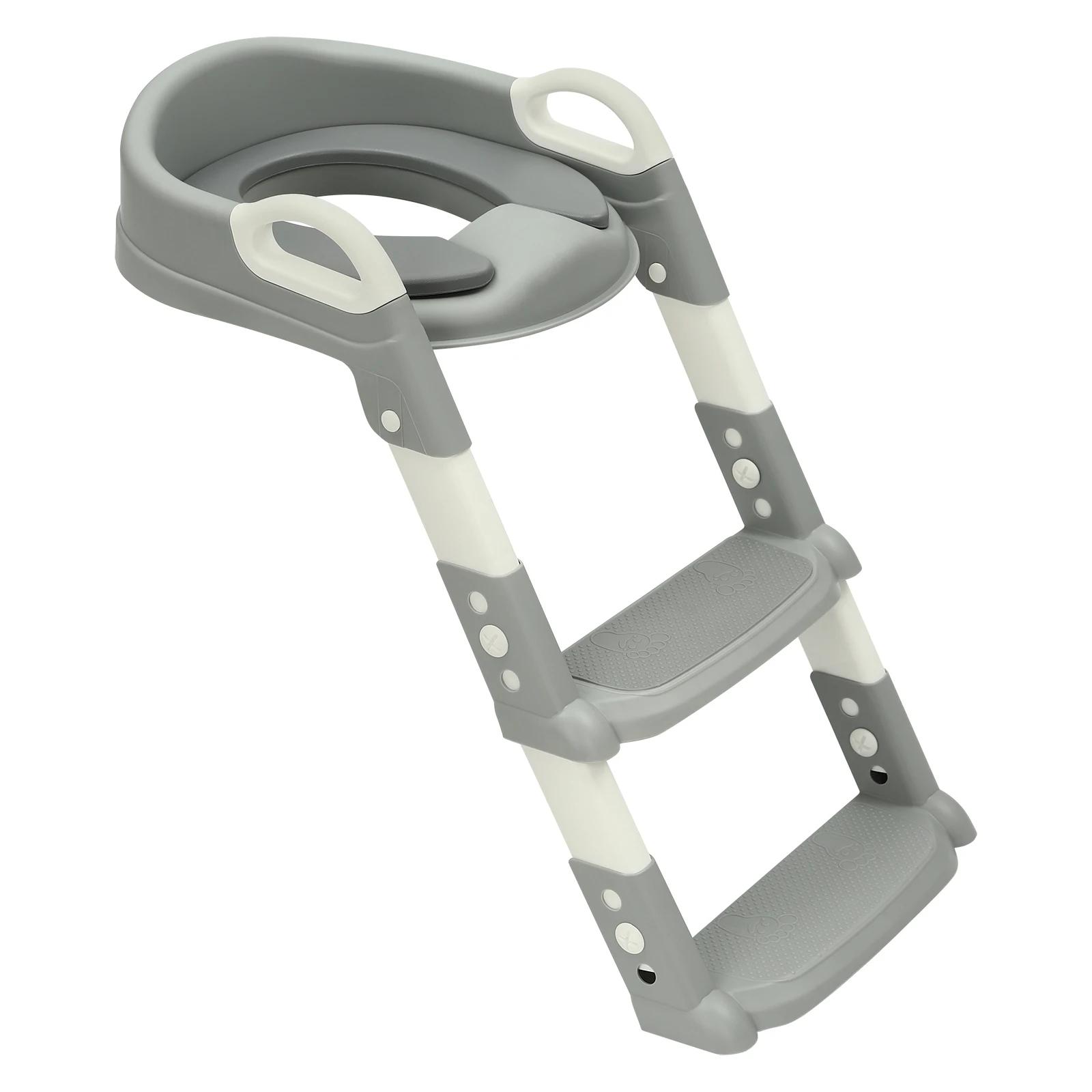 Siège de toilette pour enfant avec escalier - 6 niveaux de hauteur réglables, design antidérapant et