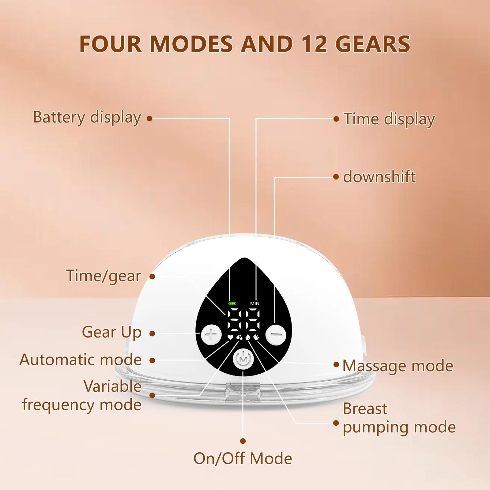 Tire-lait électrique mains libres, tire-lait portable MY-386 avec 12 niveaux et 4 modes, ensemble po