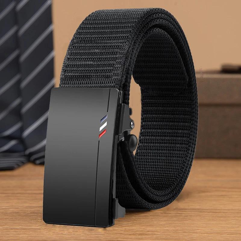 Ceinture en Nylon pour hommes, décontractée, toile tissée, respirante, boucle automatique, sangle de