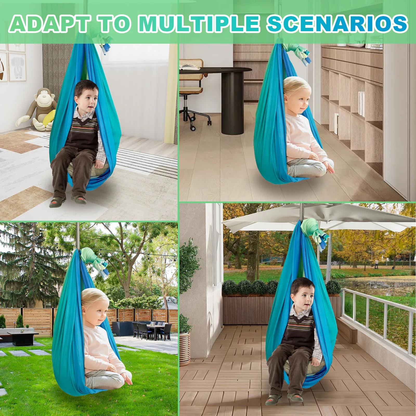 Balançoires sensorielles pour enfants Balançoire câlin confortable double couche avec 360 °   Le cin