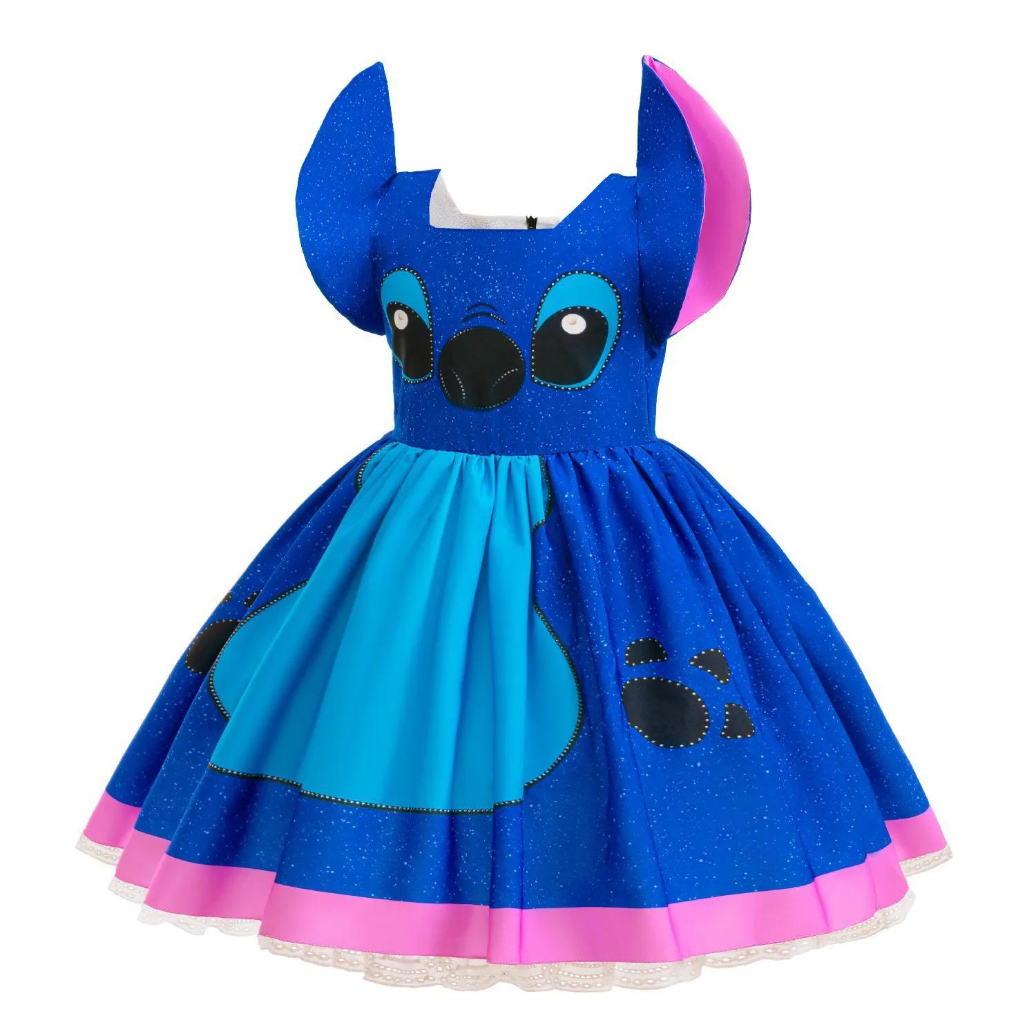 Robe Lilo Stitch pour filles de 2 à 10 ans, Costume de carnaval de jeu de rôle de dessin animé Disne
