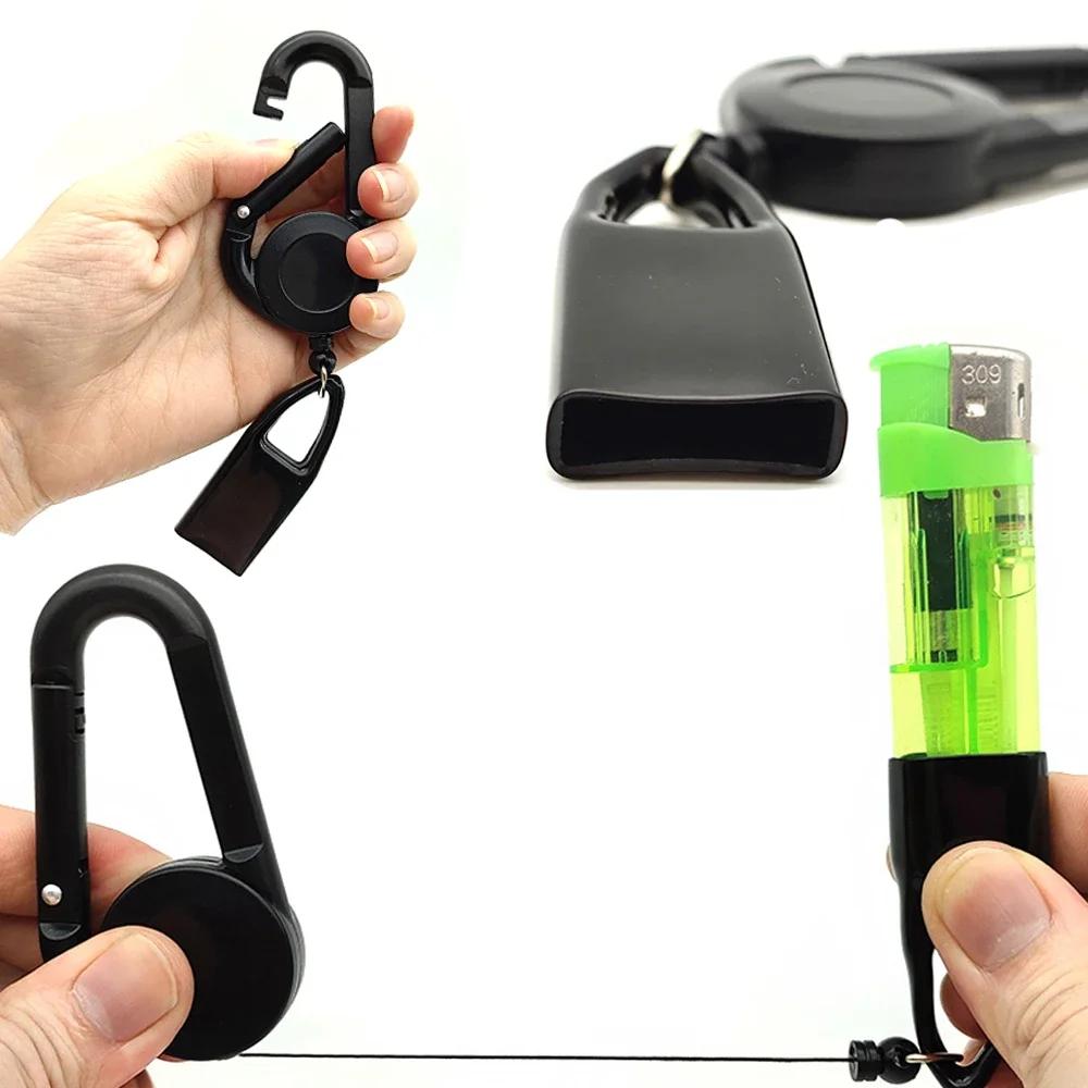 Lot de 10 étuis porte-briquet colorés avec clip, accessoire pour fumeurs, avec mousqueton rétractabl