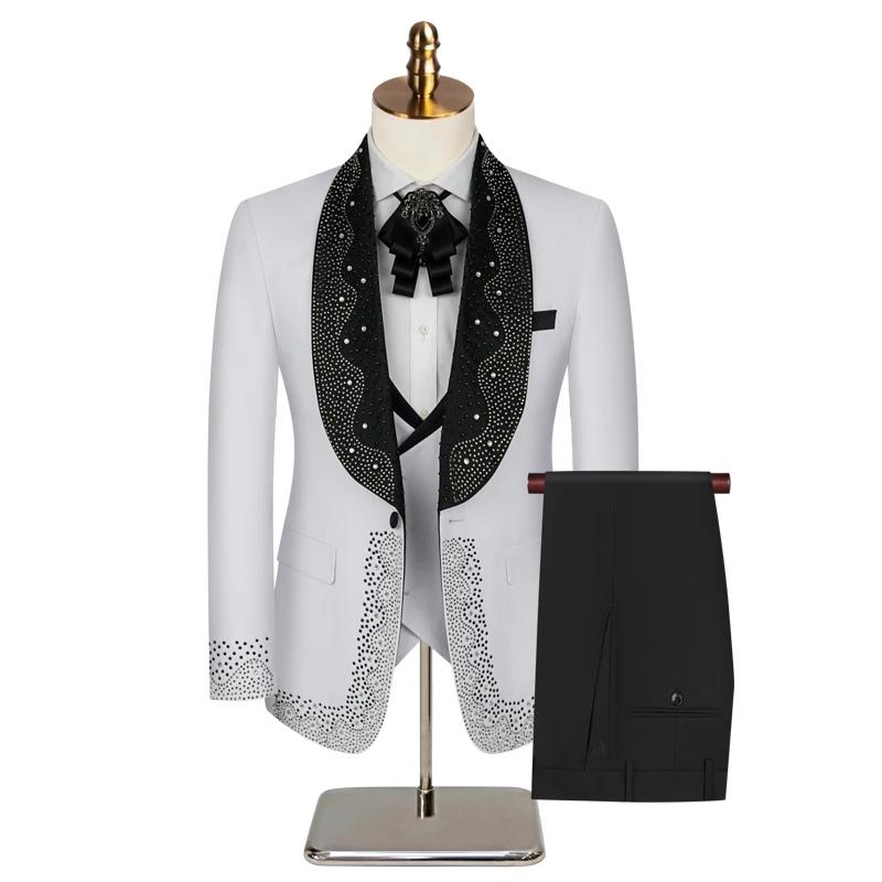 Ensemble de costumes de luxe légers de haute qualité pour hommes, 3 pièces, robe Blazer de fête pour