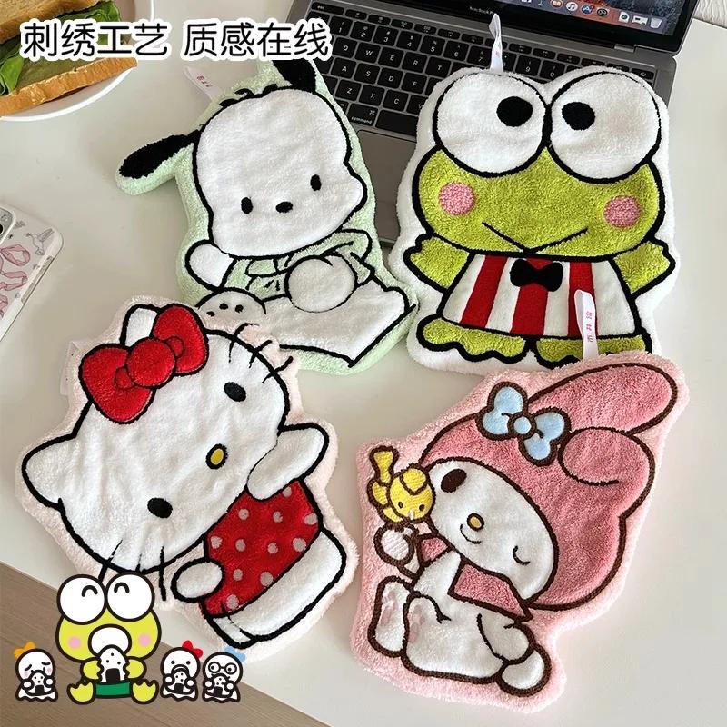 Sanrio Hello Kitty My Melody Pochacco – serviette à main mignonne en polaire corail absorbante, déco