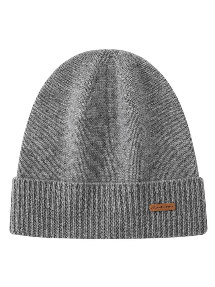 Chapeau tricoté de luxe en cachemire 100% pour hommes et femmes, unisexe, chaud, décontracté, couleu